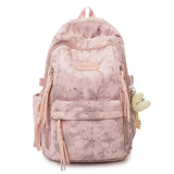 Pbong  Women's Star & Moon Print Backpack Tassel Detail Multi Pocket Adjustable Strap Casual Daily School Travel Bag Back Pack