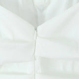 Pbong  Women Sexy White 3D Bow Ruched Front V neck Sling Dress Low Waist Wood ears Ruffles Swing A line Mini Dresses Party Robe