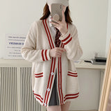 Women's Cardigan Oversized Long Sleeve Button Down Knitted Sweater Jacket Female Autumn Winter Preppy Vintage Outfit