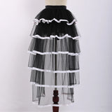 Pbong  Steampunk Tulle Tutu Skirt Women Medieval Gothic Cocktail Club Ruffles Punk Mermaid Overskirt