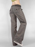 American Retro Causal Solid Women’s Jeans Straight Loose Fashion Trendy All-Match Drawstring Trousers