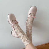 Pbong  Chunky Heel Mary Jane Shoes for Women Pink French Style Spring Autumn Height Increasing Noble Lady Ballet Inspired Single Shoes