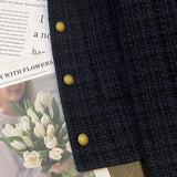 Ladies Short Jacket 2025 Spring Autumn Navy Blue Small Fragrance Lady Outerwear Korean Version Temperament Women's Short Tops