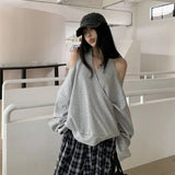 Casual Off Shoulder Sweatshirts Women Sexy Korean Style Loose Pullovers Harajuku Y2k Fashion Long Sleeve Sweatshirts