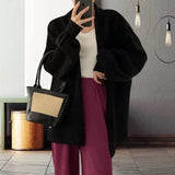 Oversized Open Front Knit Cardigan for Women Comfy Sweater Coat Female Open-front Duster Cardi Casual Chic Autumn Winter Outfit