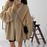 Oversized Open Front Knit Cardigan for Women Comfy Sweater Coat Female Open-front Duster Cardi Casual Chic Autumn Winter Outfit