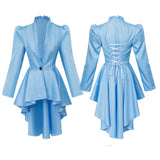 Women Medieval Victorian Gothic Steampunk Coat Tuxedo Tailcoat with Irregular Hem Vintage Trench Frock Outfit for Cosplay Party