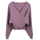 Pbong  New Autumn Winter Knitted Cropped Sweater Y2K Tops Women Long Sleeve Pullovers Sweater Legular Fashion Sweater Pull
