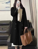 Women Long Woolen Windbreaker Coat Korean Loose Fashion Single-breasted Lapel Coats Female Autumn Winter Warm Lady Overcoats