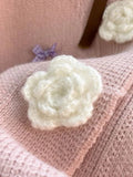 3D Floral Sweet Bow Cardigan Sweaters Women Preppy Style Loose V Neck Korean Knitted Jacket Casual Fashion Long Sleeve Fall Tops