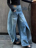 Pbong  Y2K Style New Rock Hip Hop Baggy Wide Leg Jeans Pants Women 90S Clothes Vintage Straight Lady Denim Trousers Ropa Mujer