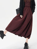 Retro Ball Gown Long Skirt Women Loose High Waist Elegant A Line Skirt Fall Vintage Sweet Design Korean Solid Long Skirts