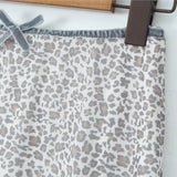 Leopard Print Bow Sexy Crop Top And Short Skirt Fashion Summer Outfits 2025 New Velvet Pathwork Camisole +skirt Two Piece Set