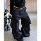 Pbong  Retro American Hip Hop Women's Casual Pants Straight Leg Long Trousers Autumn Winter New Style Loose Floor-Length Knife Edge