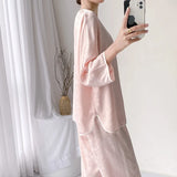Pbong  Vintage Chinese Pajamas Long Sleeve Shirt&pants Home Clothes Women Spring Summer New Pyjamas Set Rayon 2PCS Nightwear Sleepwear