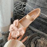 Pbong  Ballet Flats Women Shoes for Women Bow Tie Silk Satin Elegant Mary Janes Ladies Shoes with Low Heels Women's Loafers New In