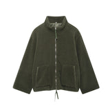 Winter Chic Girl Lamb Fleece Women's Short Jacket Zipper Long Sleeved Pocket Warm Coat Fashion High Street Female Outerwear