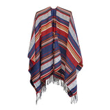 Pbong  Boho Hippie Cloaks Capes Top Vintage Women Autumn Winter Floral Knitted Poncho Capes Tassels Chic Cloak Poncho Outwear
