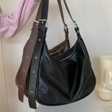 Retro Solid Color Women's Large Shoulder Bag Soft Pu Leather Ladies Commute Crossbody Bags Female Tote Handbags Underarm Bag