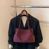 Pbong  Large Capacity Tote Bag Commuter Bag Women's Simple Underarm Bag Autumn Winter New Style City Minimalist PU Bucket Shape Magn...