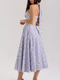 Summer Women's Dresses New Streetwear Fashion Bandage Print Casual Slim Maxi Dress Sexy Sleeveless Lady Lace Backless Dresses