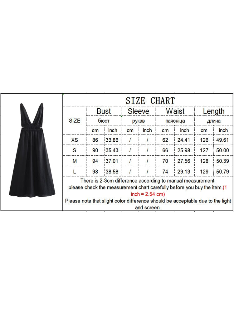 Women Solid Hollow Out Midi Camisole Dresses Summer Elegant Casual Deep V-Neck Backless A-line Party Dress
