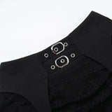 Y2K Black Floral Lace Mesh A-Line Long Skirts Goth Vintage Aesthetic Cocktail Party Skirt Women New Fashion Streetwear