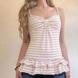 Pbong  2000s Japan Harajuku Hot Girl Slim Tanks Y2k American Vintage Sexy Striped Camis Summer Korean Fashion Sweet Sleeveless Top Chic