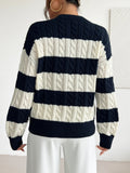 Autumn and winter new V-neck twisted flower pullover sweater for women's clothing