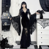 Halloween Gothic Women Dress Long Sleeve High Waist Dresses New Goth Aesthetic 9Os Sexy Slim Party Club Dress