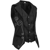 Medieval Renaissance Costume Vest Halloween Retro Casual Jacket Banquet Party Single-breasted Embroidery Black Vest for Adult