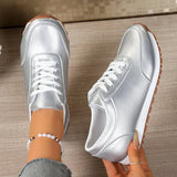 Fashion Plus Size Casual Sneakers Spring/autumn Fashion Round Toe  Lace-Up Flat Low Top Casual Shoes for Women