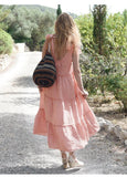 Vacation Loose A-line Long Dress Cotton Linen Ruffles Sweet Chic Women Dress 2025 New Solid Color Boho Summer Woman Clothing