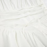 White Lace Trim Tie-Up A-Line Dress