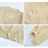 Woman Cardigan Yellow Knitted Sweater Jacket with Button Down Long Sleeve Round Neck Fitted Cardi Spring Fall Fairycore Clothes