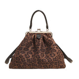 Pbong  Women Retro Pleated Hobo Shoulder Bag Large Capacity Crossbody Bags Kiss-Lock Clip Bag Vintage Handbag Fashion Daily Backpack