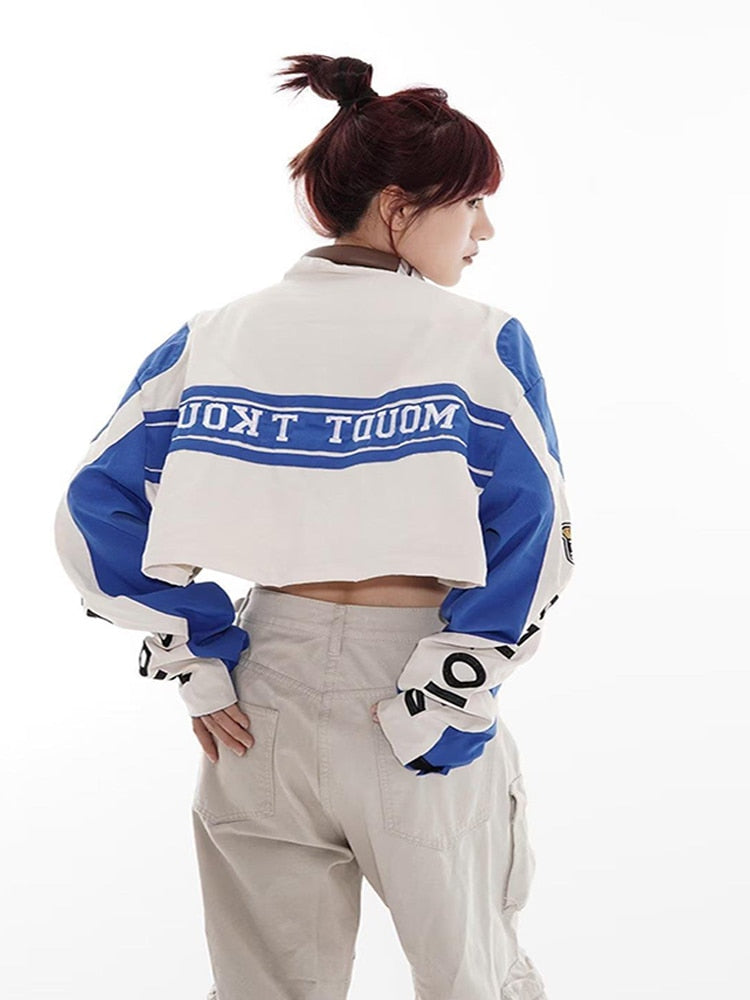 Y2K Removable Motorcycle Jackets Women American Vintage Oversize Coats Female Harajuku Racing Outwears Ladies