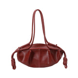 Women's Black Crinkled Faux Leather Shoulder Bag Ruched Texture Knot Decor Casual Daily Underarm Bags Handbag New Trend