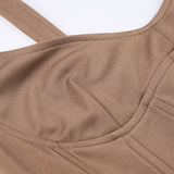 Brown Stitching Corset Birthday Party Dress