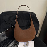 Pbong  Casual Chic New Moon Bag Women's Fashion Simple Design Trendy Spring PU Material Medium Size Daily Match Sewing Line