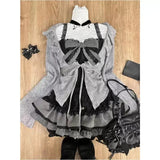 Sweet Fashion Popular Cardigan Lace Slim Tank Top Y2k Aestheticjapan Harajuku Striped Tieed Skirts Streetwear Girl 3 Piece Sets