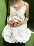 Pbong  rean A-LINE Solid Lace Patchwork All Match Layered Strap Dress