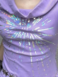 Pbong  Y2k Aesthetic Vintage Summer Printing Tees Slash Neck Streetwear Purple Tshirts Women Harajuku Grunge Bottoming Sexy Crop Tops