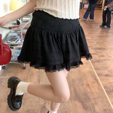 Summer White Lace Mini Skirt Women Korean Chic High Waist Y2k Short Skirts Woman Ballet Style Ruffles Cake Skirts Female