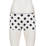Pbong  Cute Polka Dot Print Low Rise Micro Shorts Women Summer Vacation Wear Contrast Color Skinny Mini Bottoms Casual All Match Short