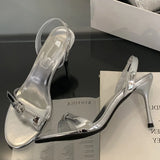 Pbong  Summer Fashion Open Toe Sandals Women Thin Low Heel Gladiator Narrow Band Party Shoes