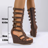 Summer Fashion Open-Toe Round-Toe Women's High Heels with Luxurious Metal Buckle - Designer New Outdoor Banquet Sandals