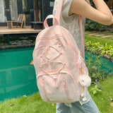 Pbong  Women's Large Capacity Drawstring Backpack Female Fresh Aesthetic Daily School Book Bag New Fashion Trend Back Pack