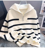 Sweater pullover women Spring and Autumn underwear 2024 New zipper stripe underlay short style popular premium sweater female
