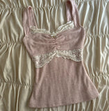 90s Vintage Cutest Lace Trim Camis Women Aesthetic Grunge Slim Fit Milkmaid Vest 00s Retro Y2k Cottage Crop Top Coquette Clothes